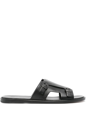 Santoni double-buckle leather sandals - Black