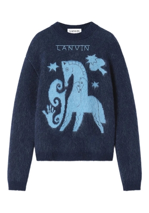 Lanvin animal-graphic crew-neck sweater - Blue