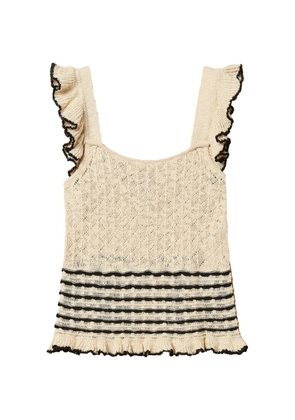 TWINSET striped-detail ruffled blouse - Neutrals