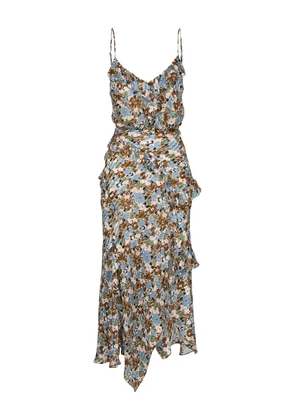 Veronica Beard ruffled floral-print midi dress - Blue