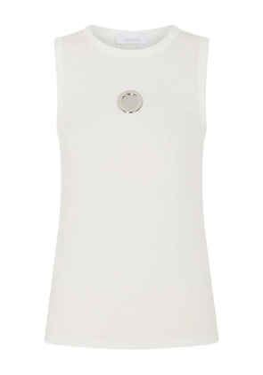 Rabanne eyelet-detail ribbed tank top - White