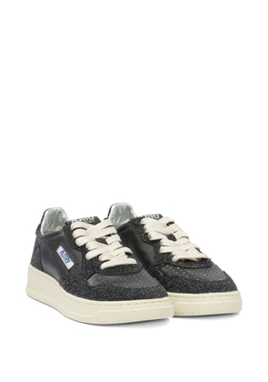 Autry Medalist glitter-detail leather sneakers - Black