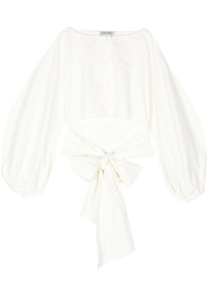 Del Core boat-neck tie-waist poplin top - Neutrals