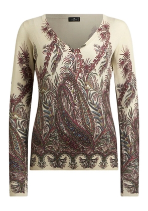 ETRO paisley-print v-neck sweater - White