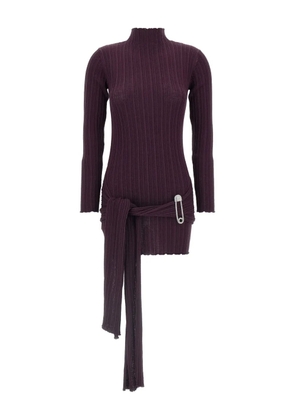 Giuseppe Di Morabito ribbed-knit high-neck sash mini dress - Purple