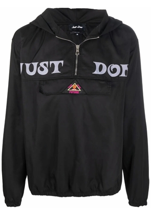 Just Don logo-print hooded windbreaker - Black