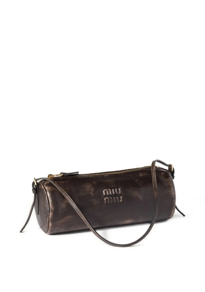 Miu Miu embossed-logo cylinder shoulder bag - Brown