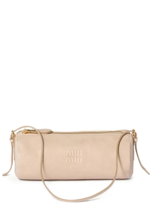 Miu Miu logo-embossed leather pouch - Neutrals