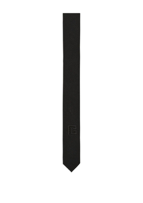Balmain slim logo-embroidered wool tie - Black