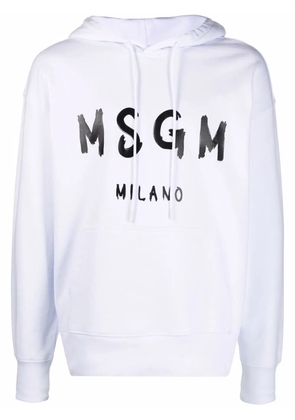 MSGM logo-print pullover hoodie - White