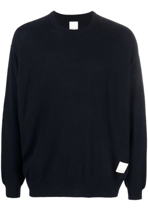Emporio Armani logo-patch fine-knit jumper - Blue