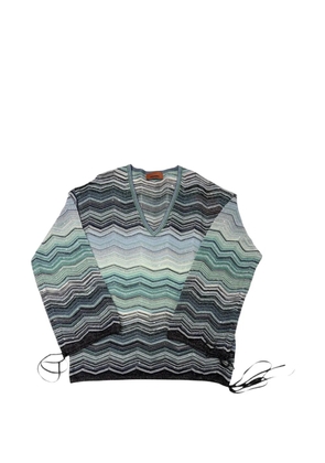Missoni chevron-pattern V-neck T-shirt - Blue