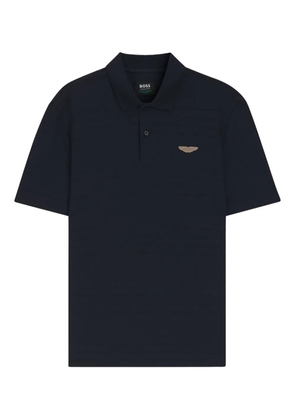 BOSS logo-patch polo shirt - Blue