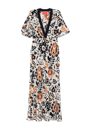 La DoubleJ floral puff-sleeve dress - White