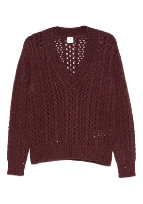 Eleventy V-neck open-knit sweater - Red