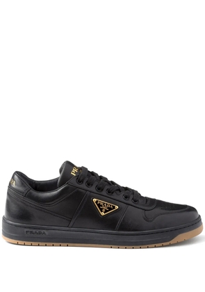 Prada enamel-triangle leather sneakers - Black