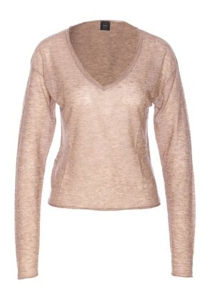 PINKO micro-paillette V-neck sweater - Neutrals
