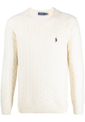 Polo Ralph Lauren logo-embroidered cable-knit jumper - Neutrals
