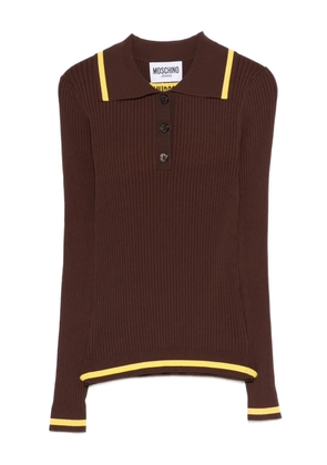 MOSCHINO JEANS ribbed polo top - Brown