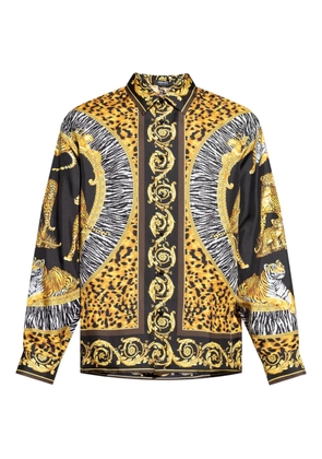 Versace tiger leopard baroque-print shirt - Yellow