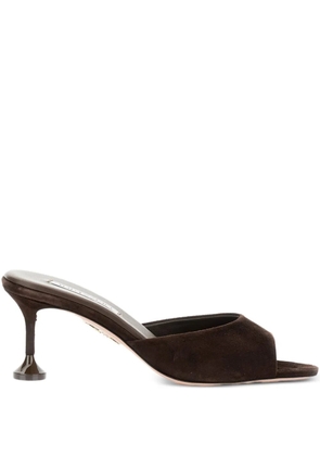 Aquazzura 65mm Bisous fluted-heel suede sandals - Brown