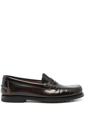 Tod's brushed-leather loafers - Brown