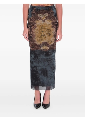 Jean Paul Gaultier Médaillon-print elastic-waist skirt - Blue