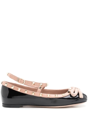 Valentino Garavani Rockstud bow-detailing ballerina shoes - Black
