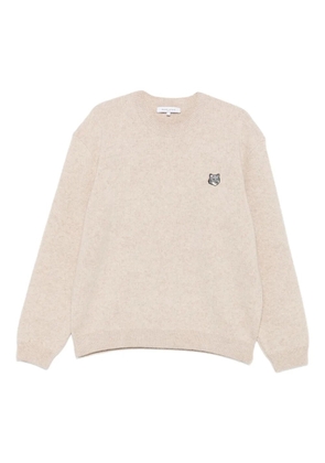 Maison Kitsuné fox-patch crew-neck sweater - Neutrals