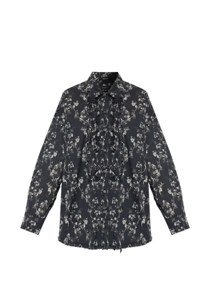 R13 ruffled floral-print shirt - Black