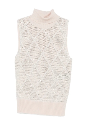 D.Exterior sequin lattice sweater - Neutrals