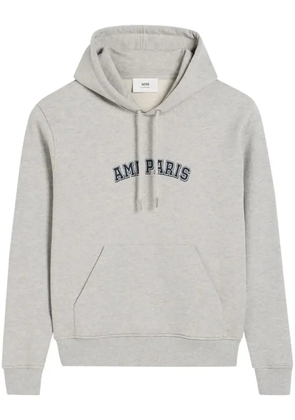 AMI Paris logo-print cotton hoodie - Grey
