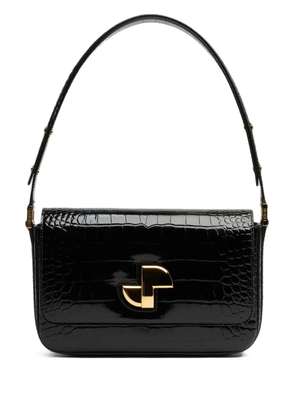 Patou Le lock crocodile-pattern shoulder bag - Black