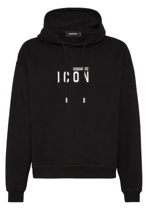 DSQUARED2 Icon-print drawstring hoodie - Black