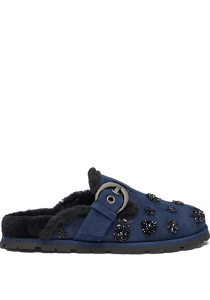 Stuart Weitzman Chrystie shearling buckle mules - Blue