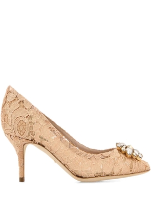 Dolce & Gabbana Rainbow Lace 60mm brooch-detail pumps - Neutrals