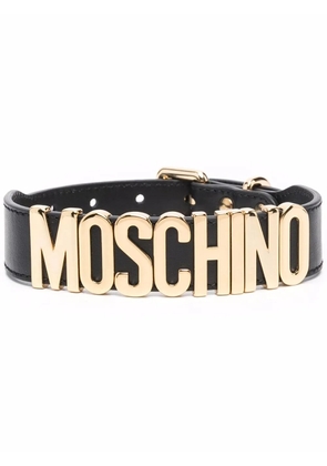 Moschino logo plaque dog collar - Black