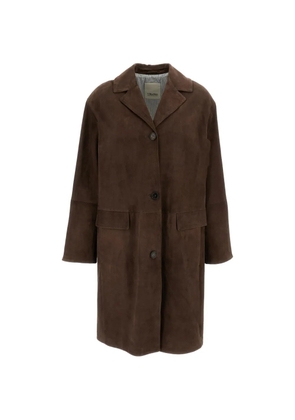'S Max Mara Ortensia lapel-collar suede coat - Brown