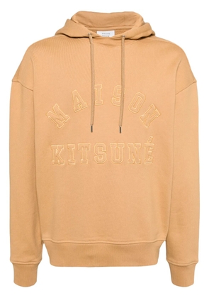 Maison Kitsuné logo-embroidered cotton hoodie - Brown