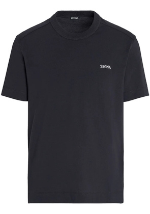 Zegna logo-embroidered cotton T-shirt - Blue