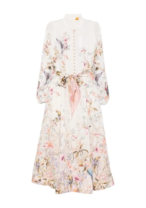 ZIMMERMANN Rebellion button floral-print midi dress - Neutrals