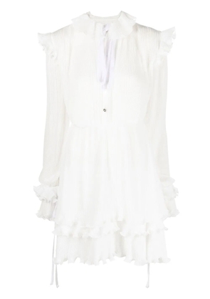 Philipp Plein ruffled plissé midi dress - White