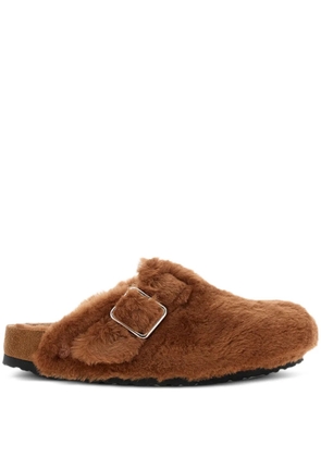 BIRKENSTOCK 1774 shearling buckle strap mules - Brown