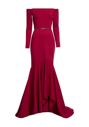 Elie Saab off-shoulder belted maxi dress - Red