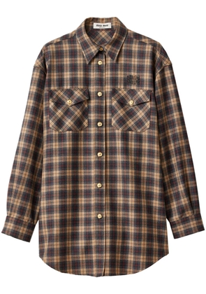 Miu Miu tartan wool shirt - Brown