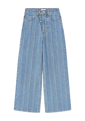 GANNI horizontal-pattern deconstructed jeans - Blue