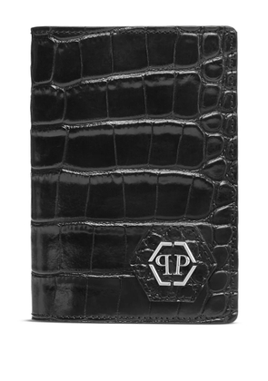 Philipp Plein crocodile-print leather passport holder - Black