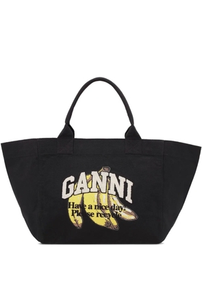 GANNI canvas tote bag - Black