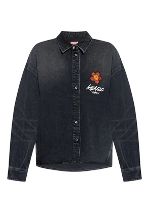 Kenzo flower-embroidered denim shirt - Black