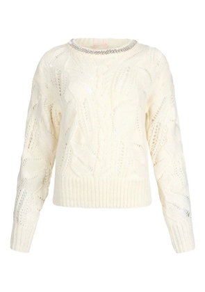 LIU JO openwork gemstones jumper - White